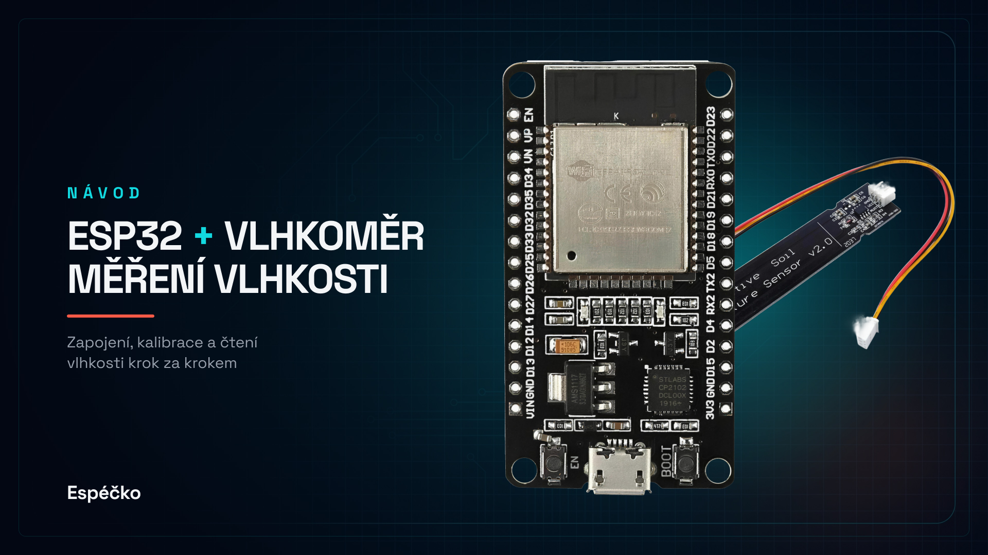 ESP32 + půdní vlhkoměr – kapacitní senzor vlhkosti půdy