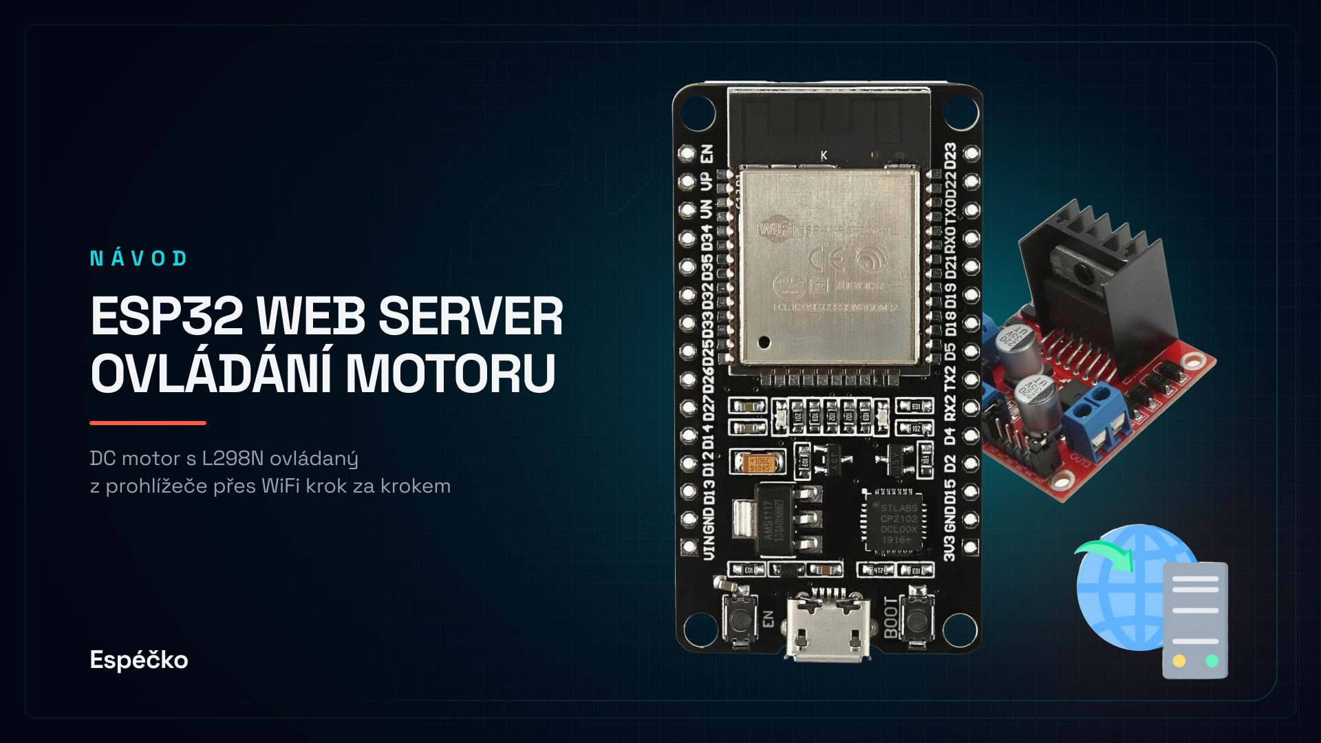Ovládání DC motoru přes webový server na ESP32