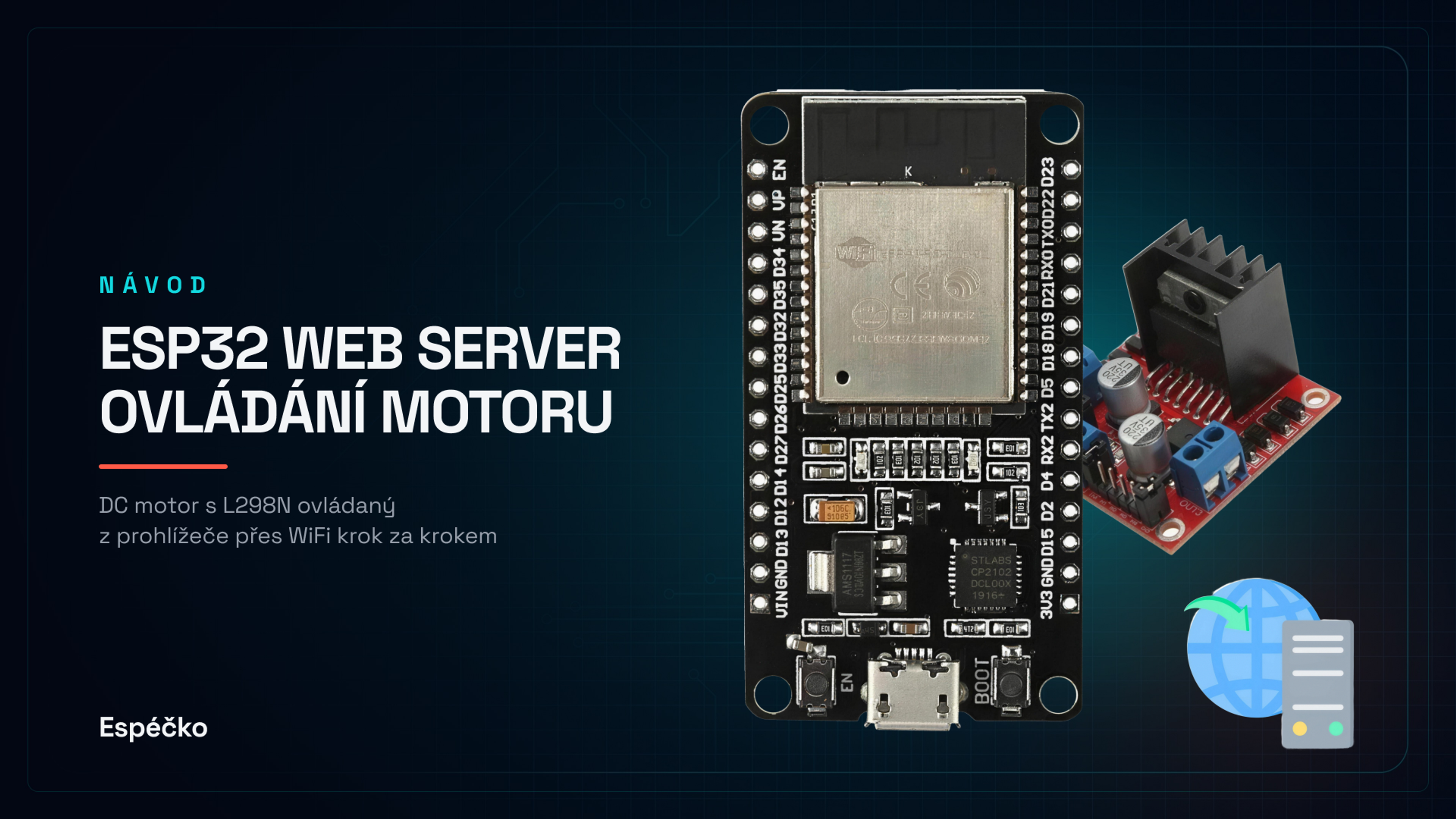 Ovládání DC motoru přes webový server na ESP32