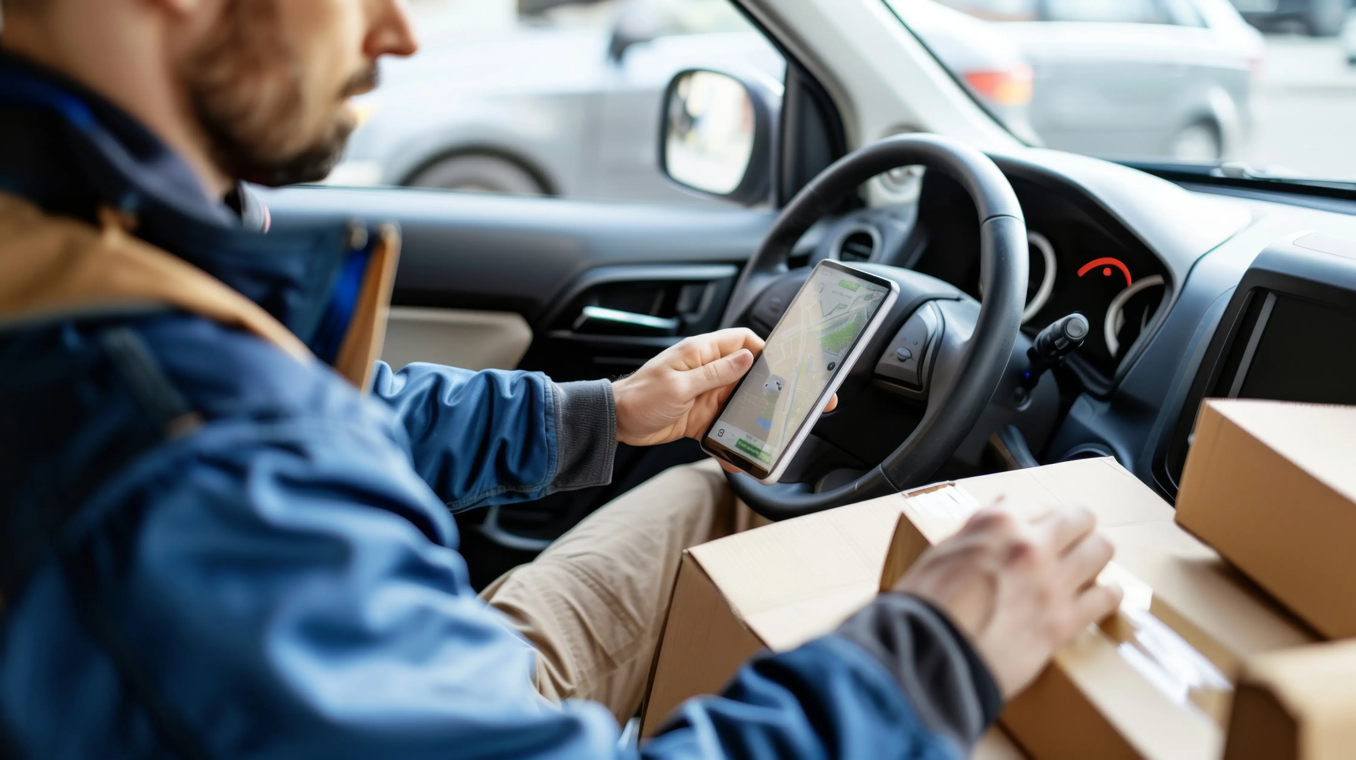 Delivery driver with packages