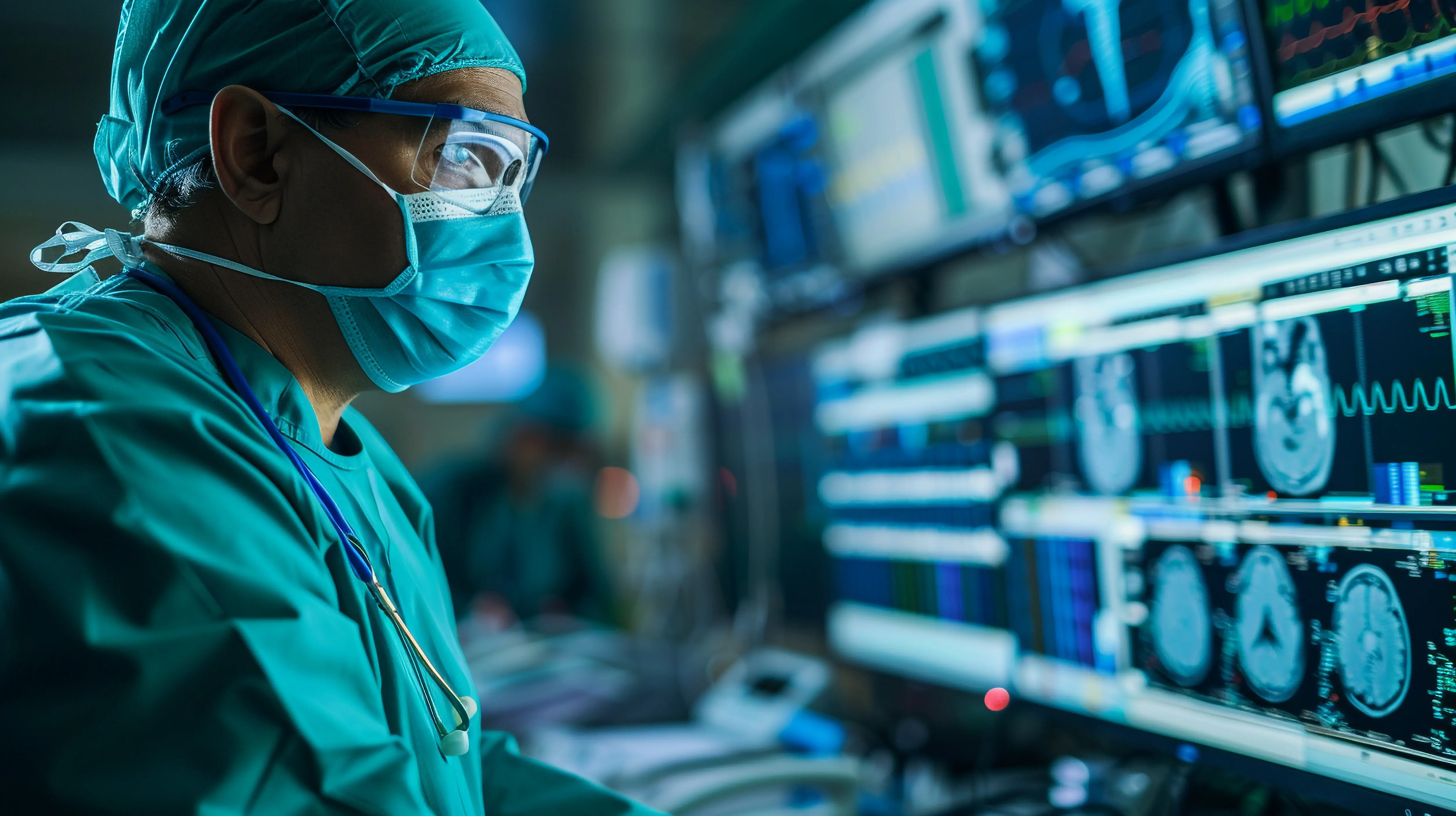 Doctor looking at a screen