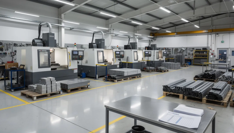 Een industrieel magazijn gevuld met diverse gebruikte CNC machines en metaalbewerkingsapparatuur, klaar voor inspectie en bezemschoon opgeleverd. Het biedt een overzicht van verschillende industriële machines zoals draaibanken, freesmachines en zaagmachines, die allemaal bijdragen aan een circulaire economie.