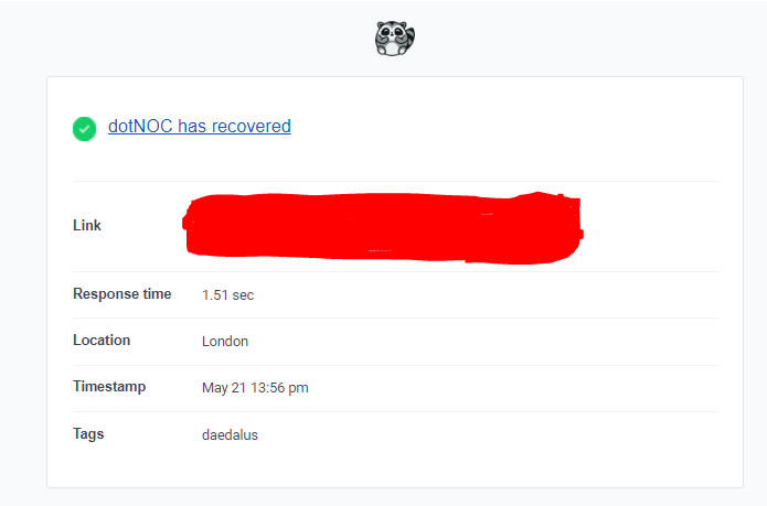 Email showing end of an outage report