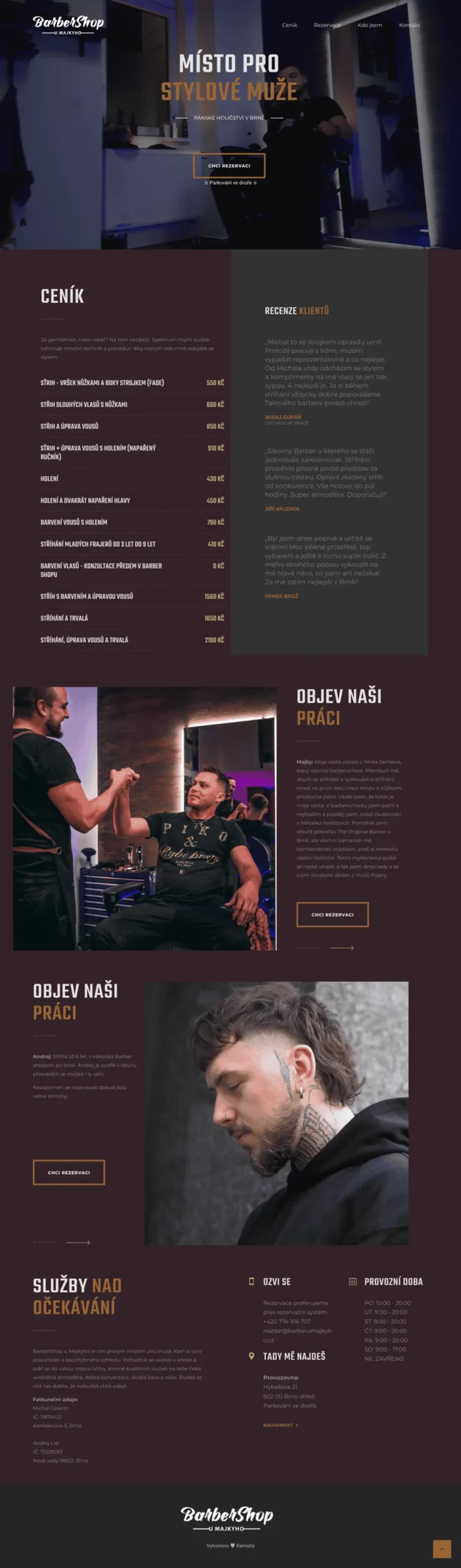 Náhľad webu Barber u Majkyho