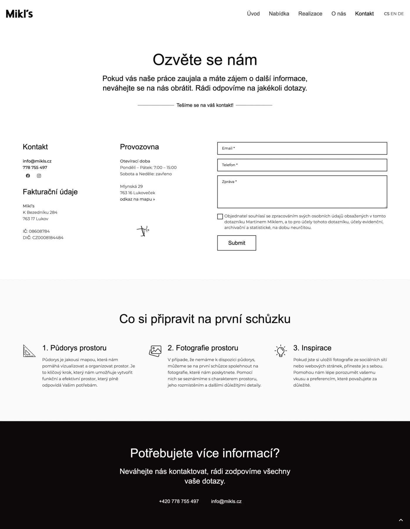 Detail webu stolára Mikls