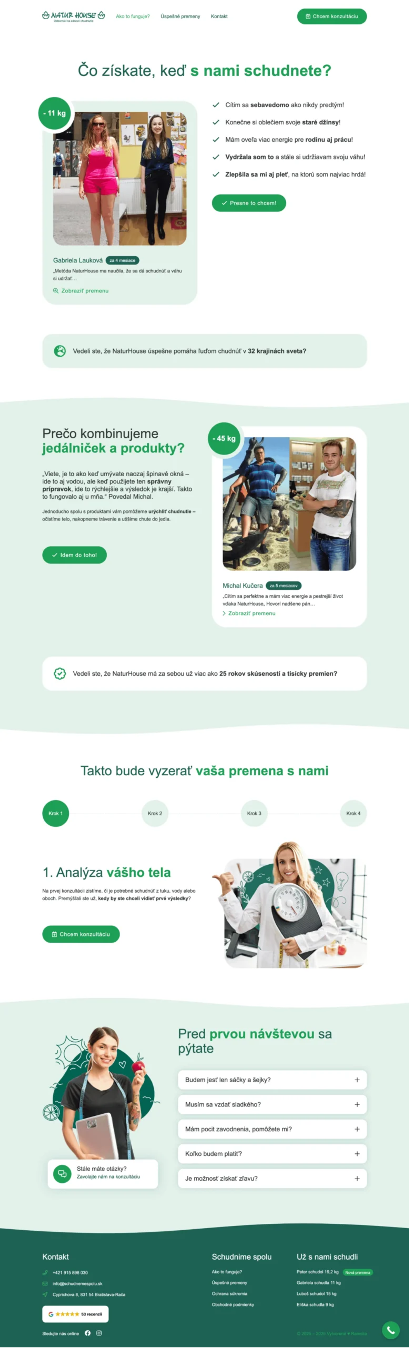 Ukážka webu Schudneme spolu, sekcia predaja služieb