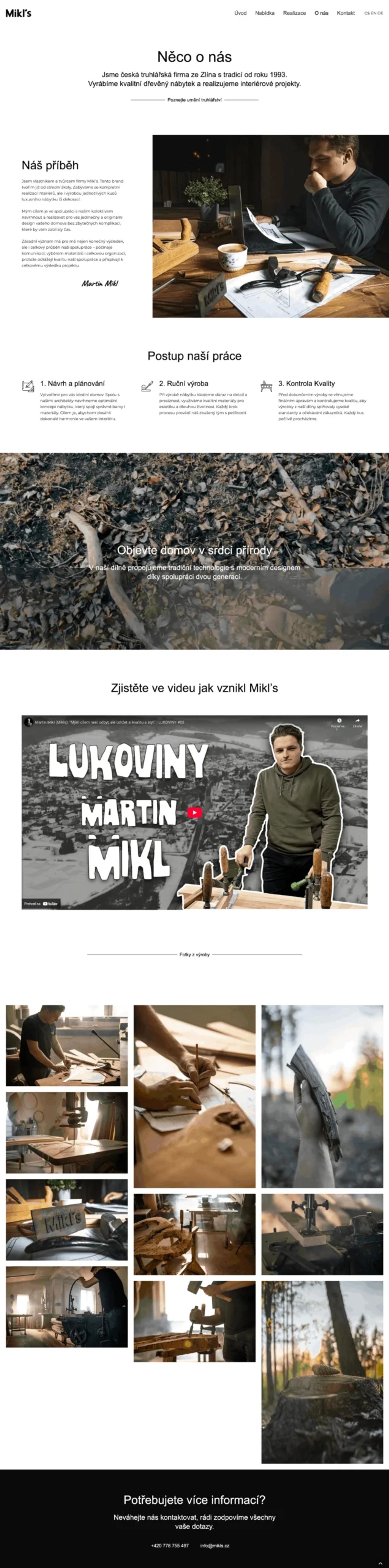 Web pre stolárstvo Mikls, ďalšia ukážka