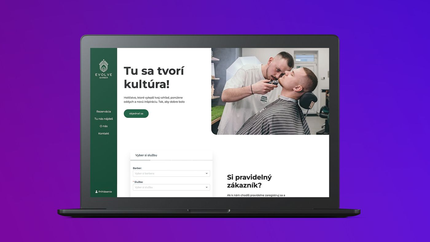 Ukážka webu Evolve Barber