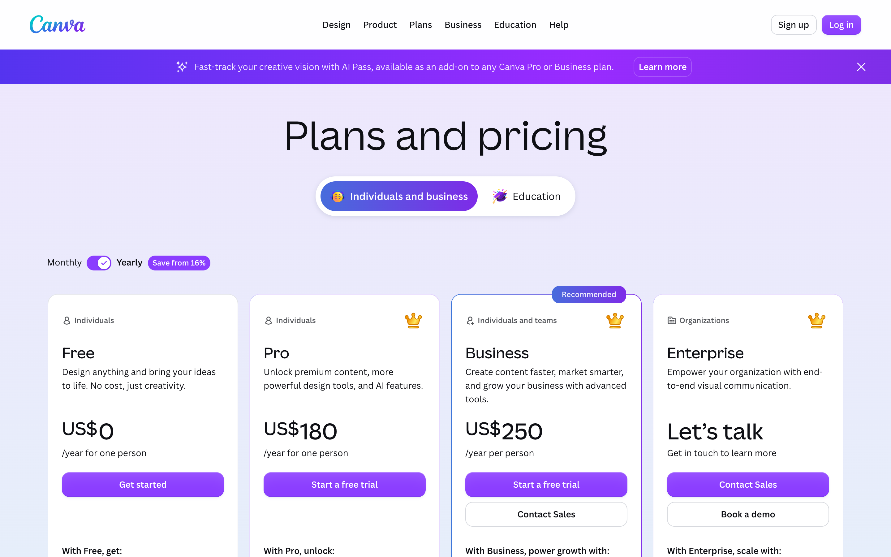 Canva's pricing page describing AI allowance as a multiple of the free tier rather than a number