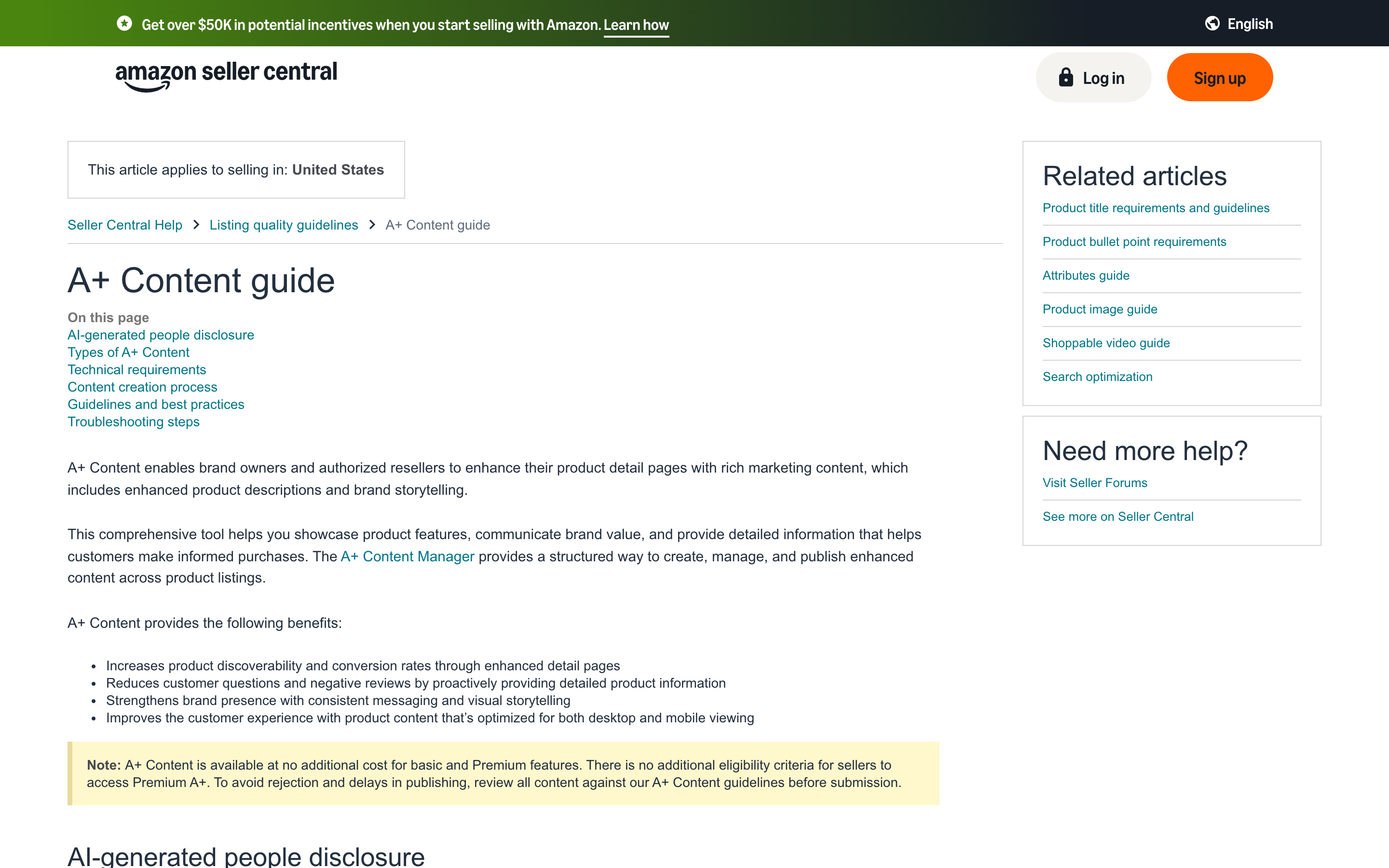 Amazon Seller Central's A+ Content guide, the source for every specification in this article