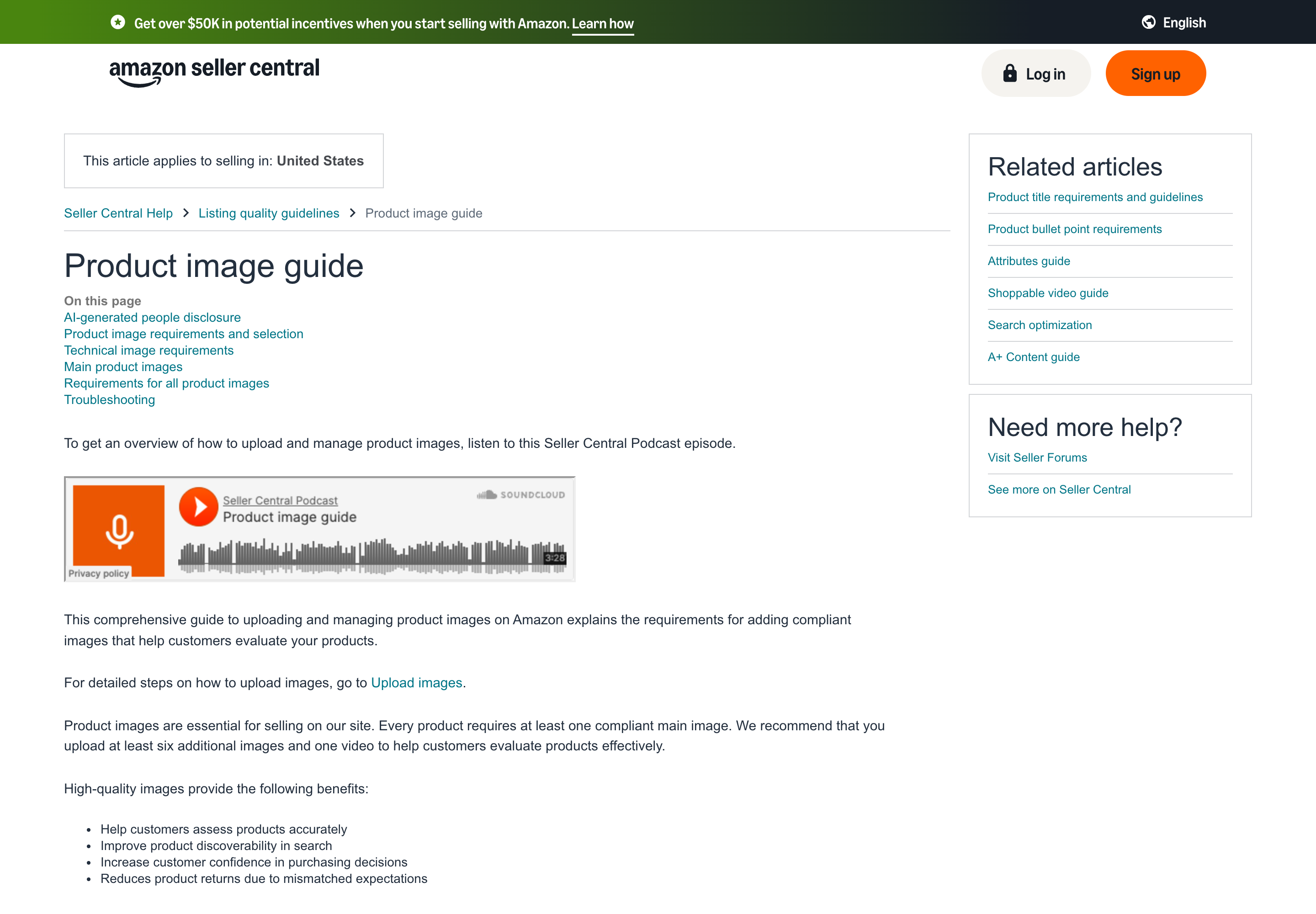 Amazon Seller Central's Product image guide, the source for Amazon's technical image requirements