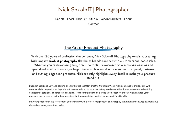 Nick Sokoloff Photography - Product Photography Studio