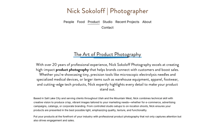 Nick Sokoloff Photography - Product Photography Studio