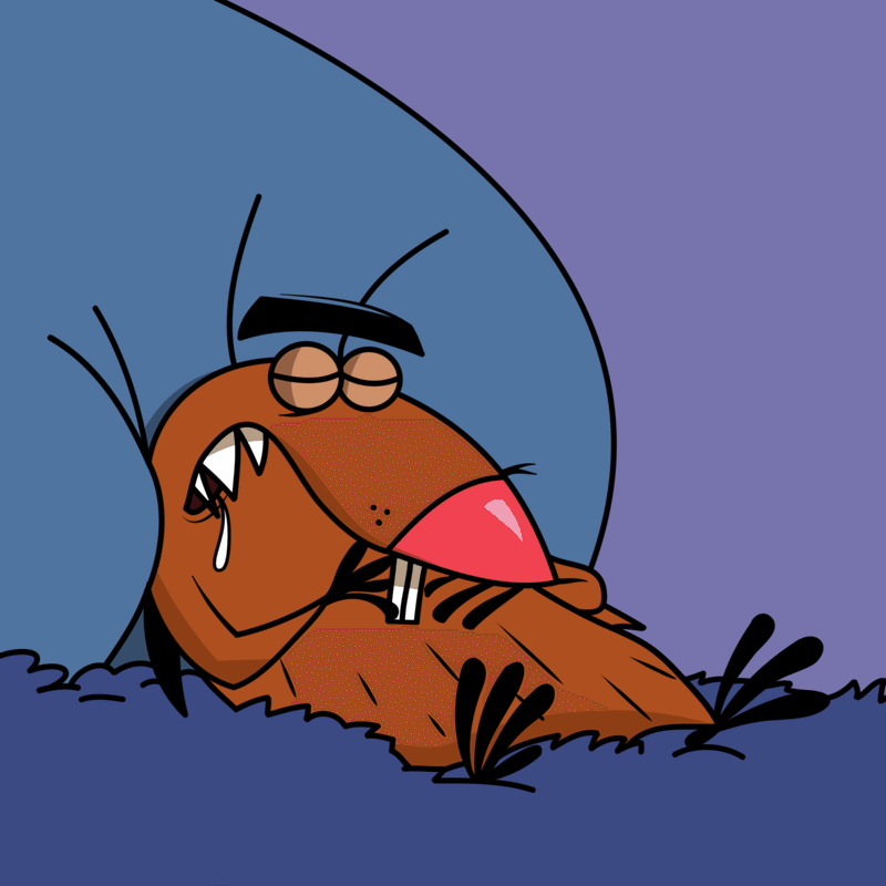 Looping 2D Animation of a grumpy beaver sleeping created in Toon Boom Harmony frame by frame.
