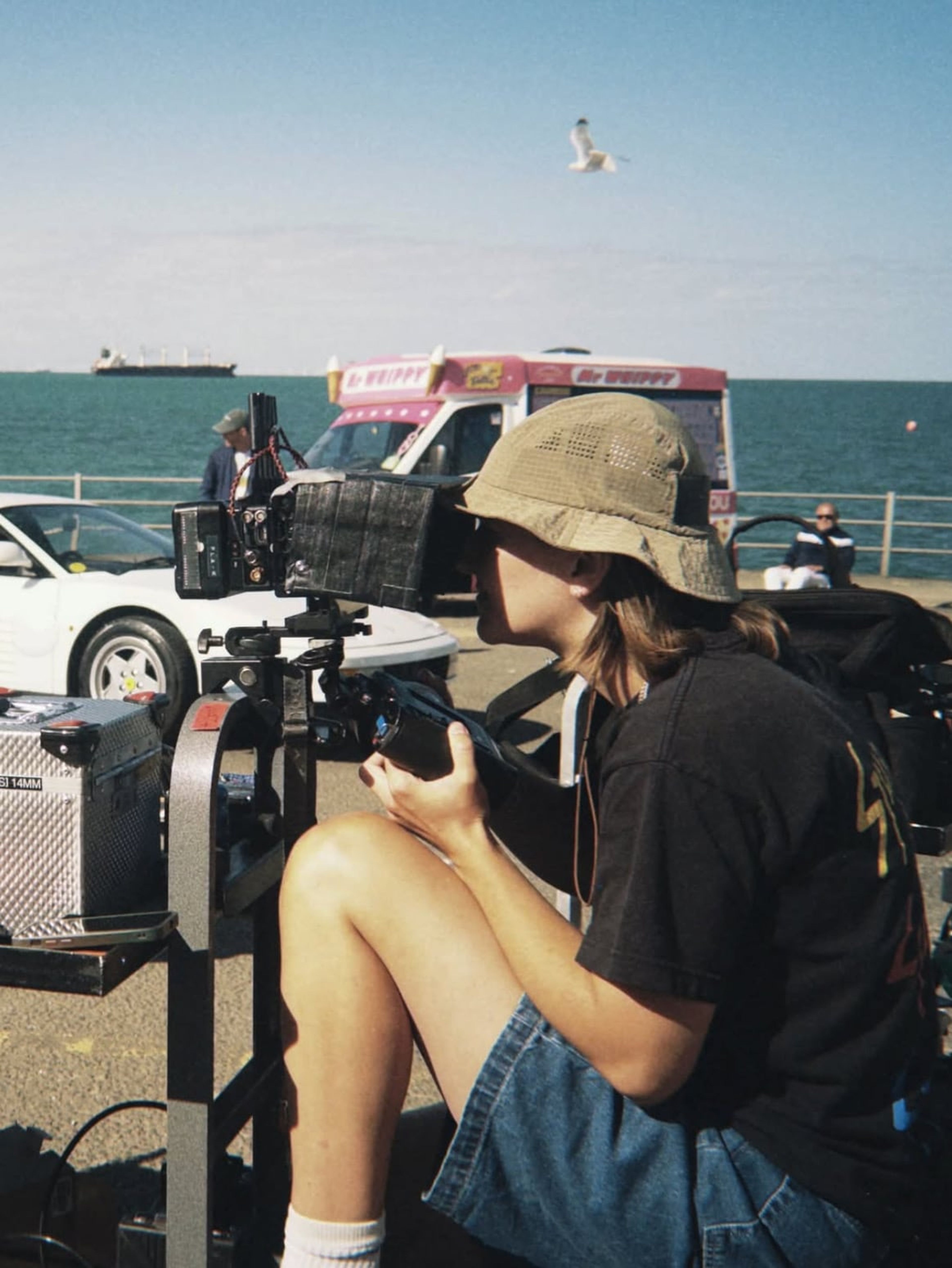 Behind the scenes on the Jamie T shoot with the ice cream van on the seafront