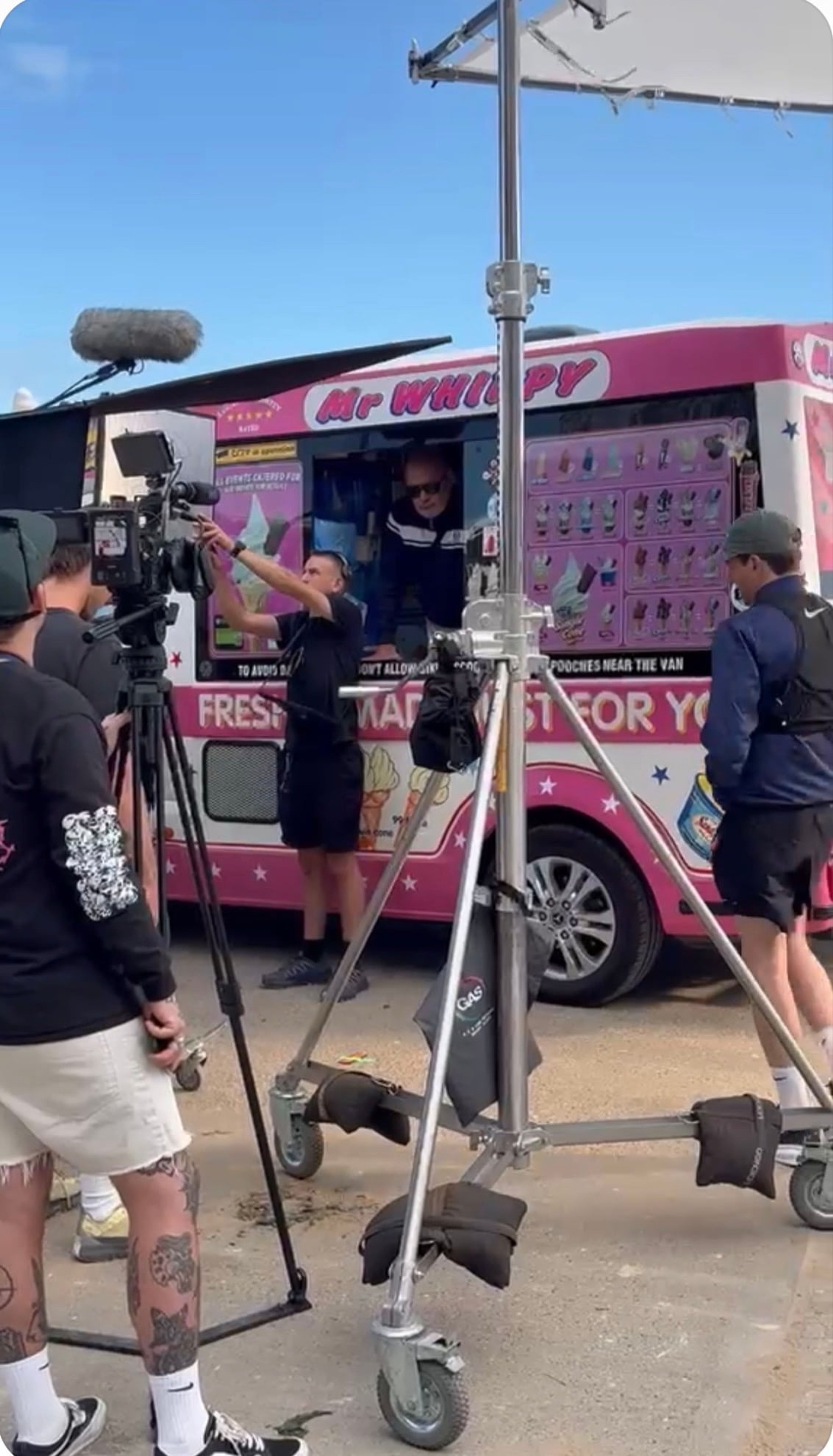 Behind the scenes on the Jamie T shoot with the ice cream van on the seafront
