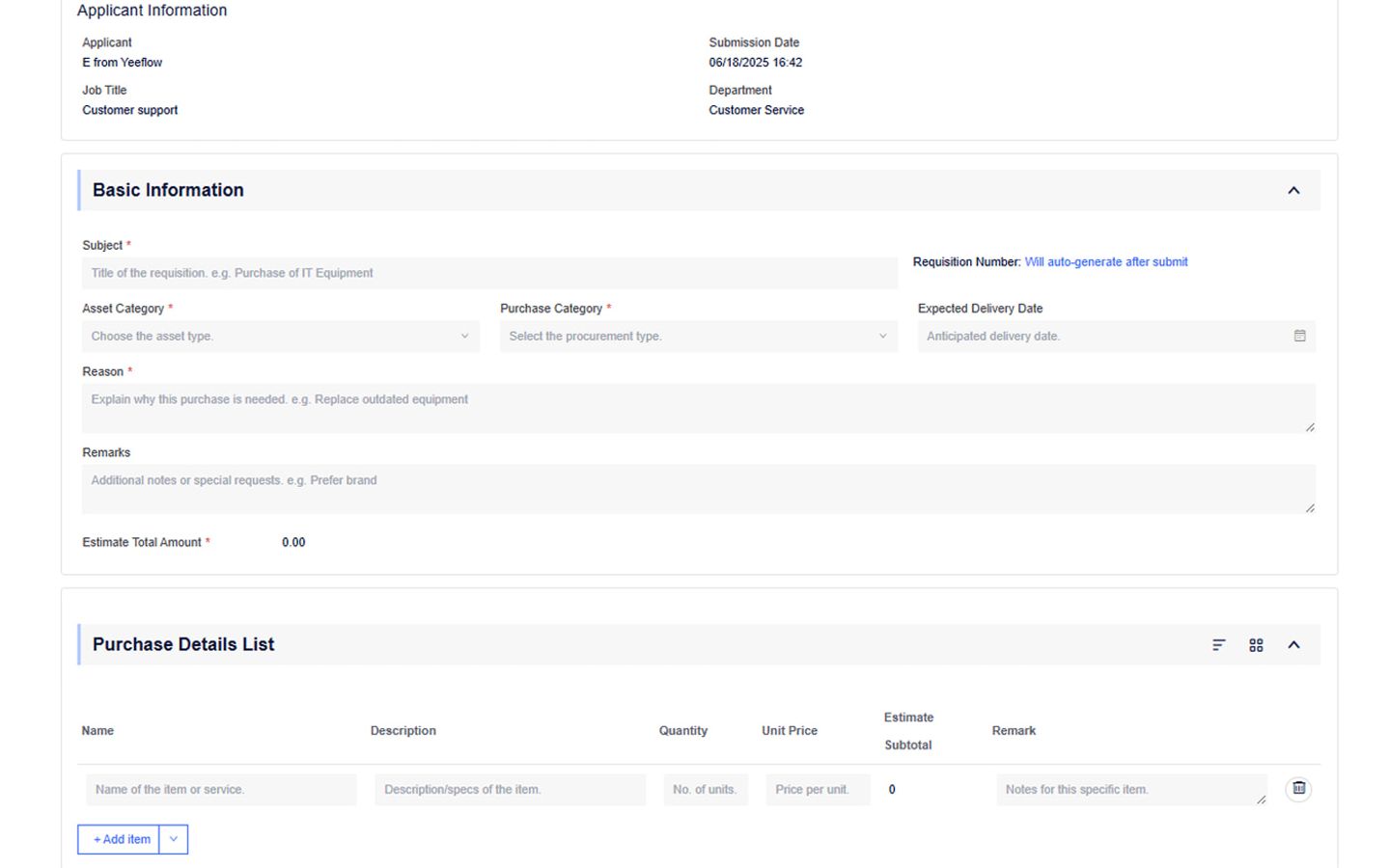 Purchase Requisition Request preview screenshot 1