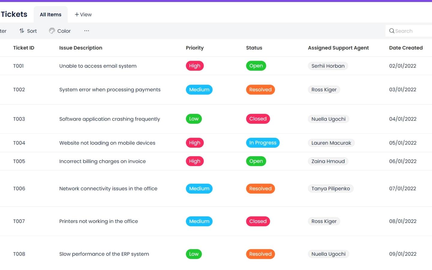 Customer Support Tickets preview screenshot 1