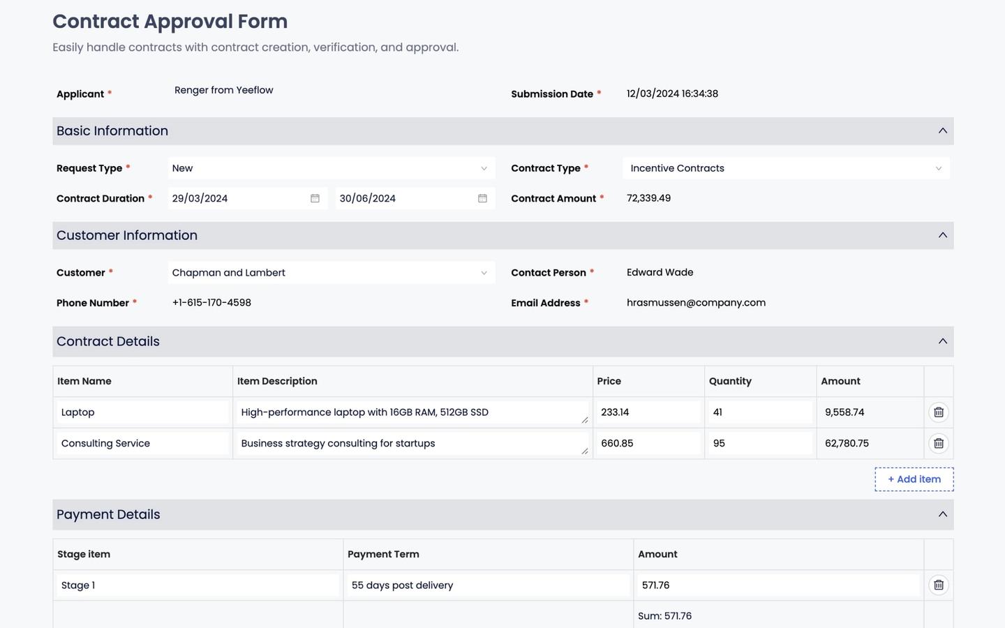 Contract Approval Form preview screenshot 1