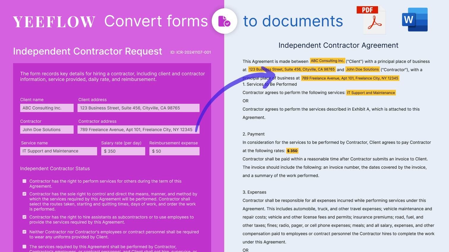 🚀 New Feature Release: Generate Document Action in Yeeflow 📄 product update image