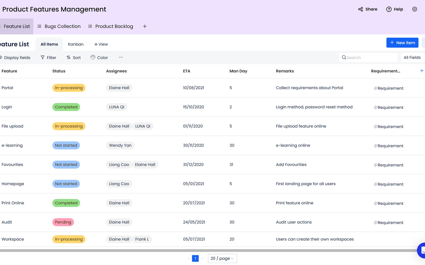 Product Features Management preview screenshot 1