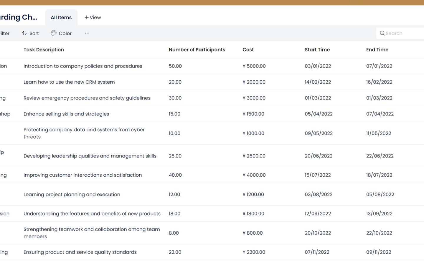 Training or Onboarding Checklist preview screenshot 1