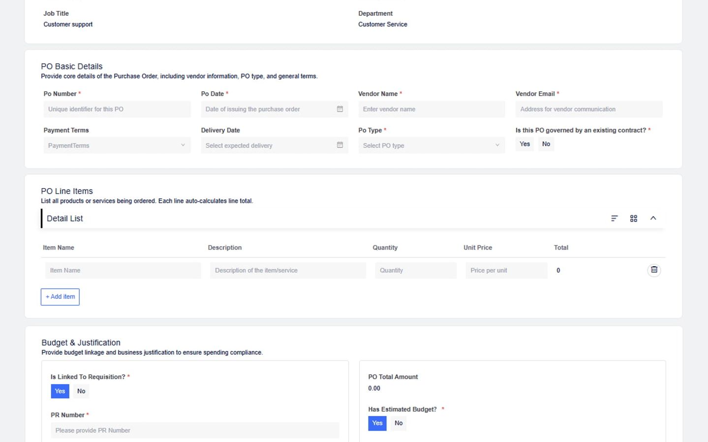 Purchase Order Request preview screenshot 1