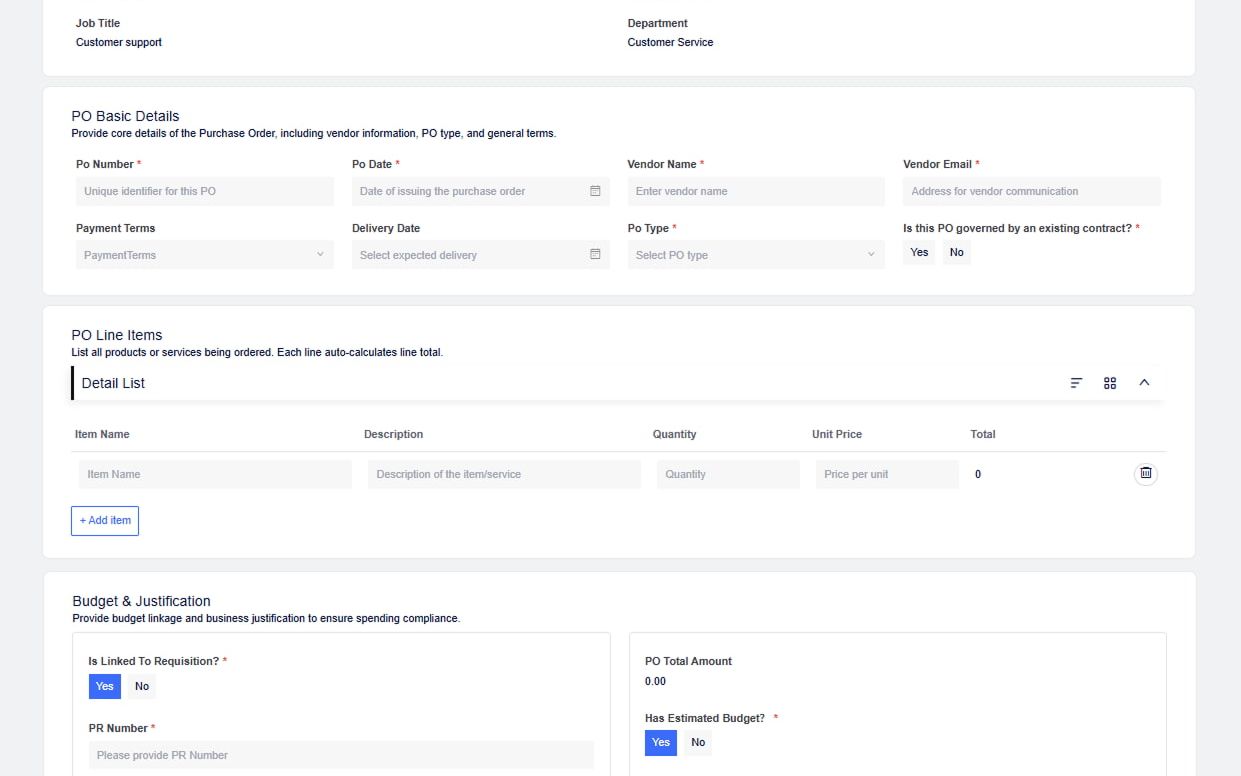 Purchase Order Request preview screenshot 1