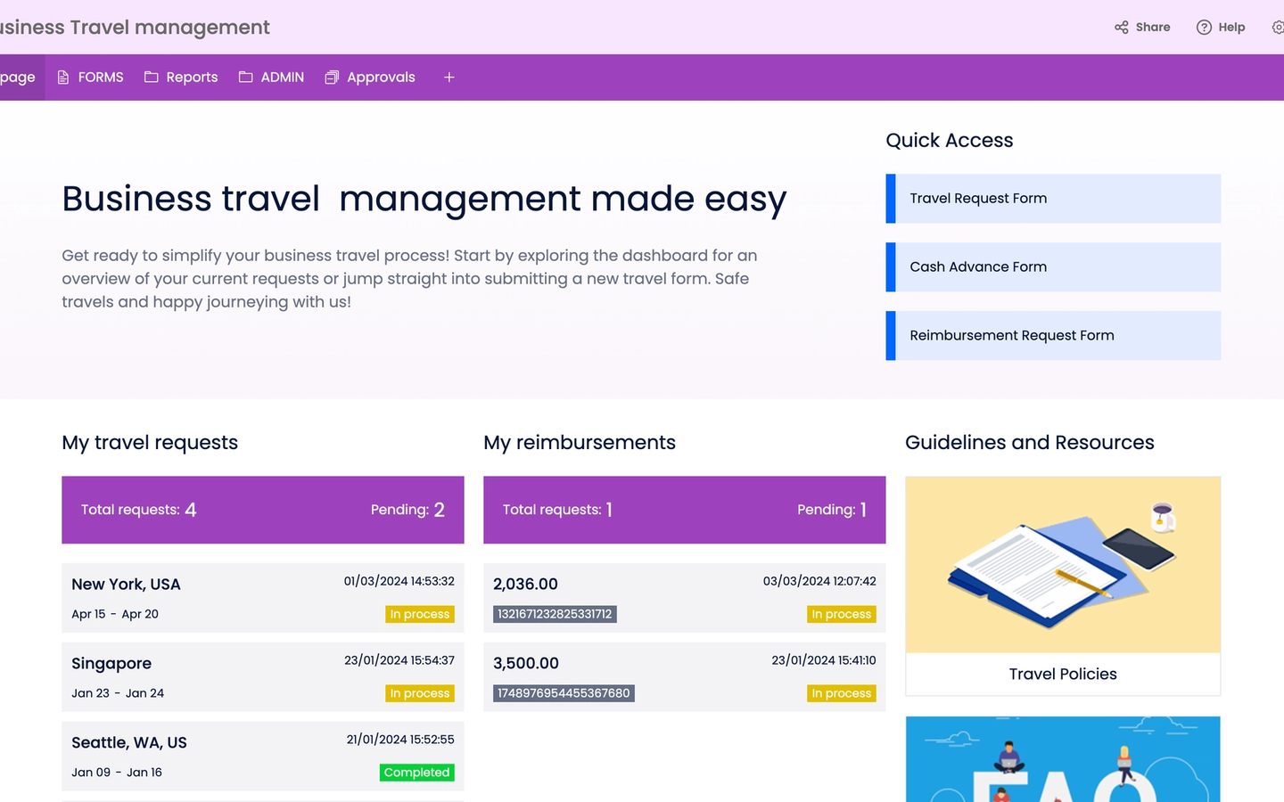 Business Travel management preview screenshot 1