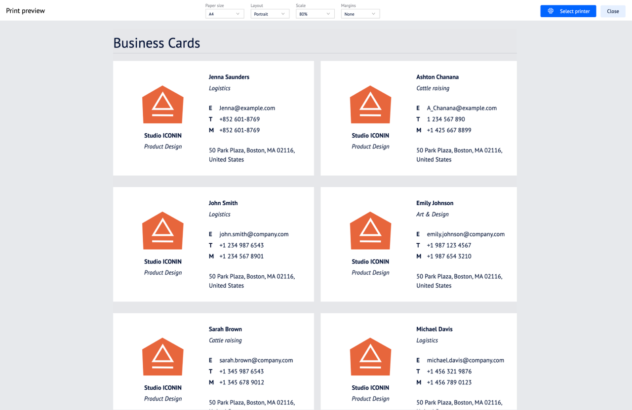 Print page_Business card