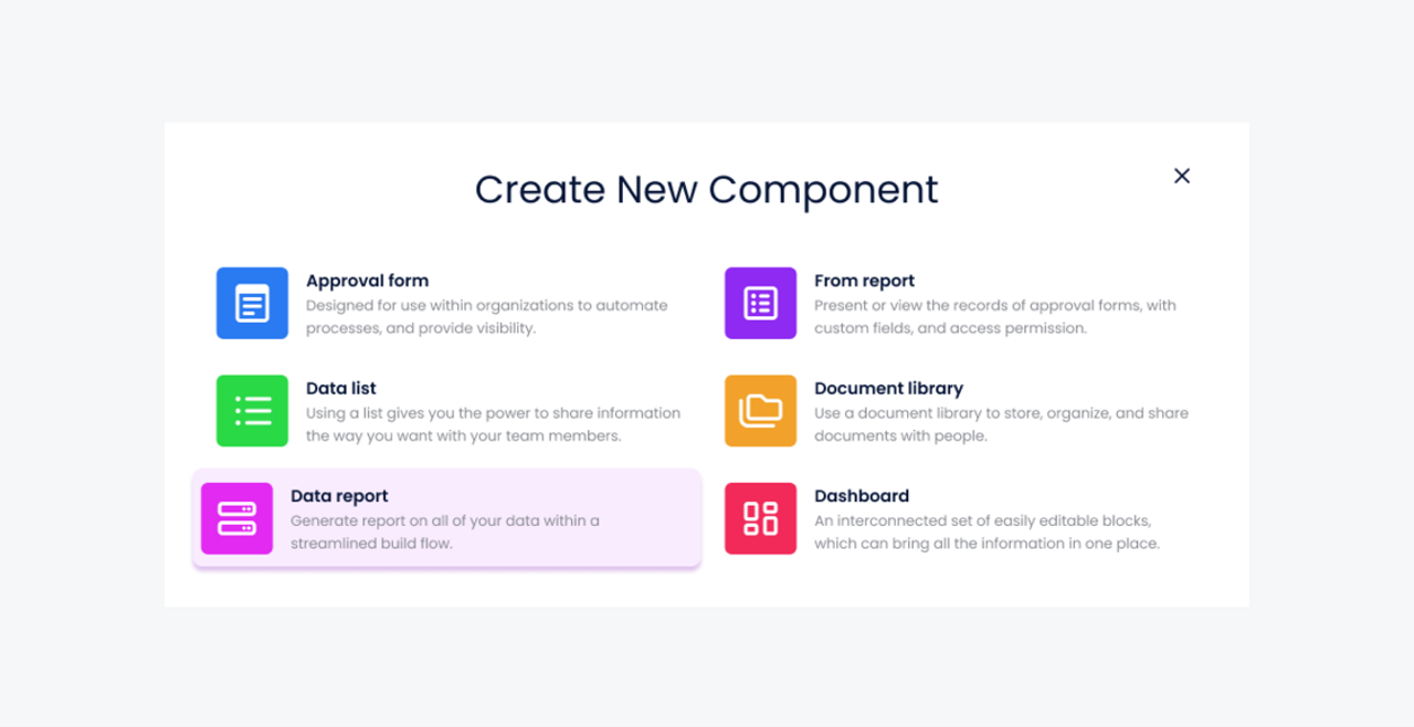 Create new component_Data report.png
