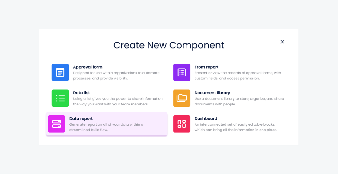Create new component_Data report.png