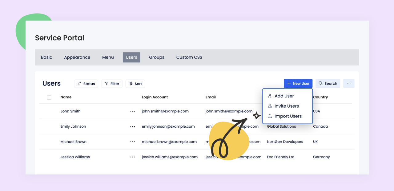 Blog_Service portal_import users
