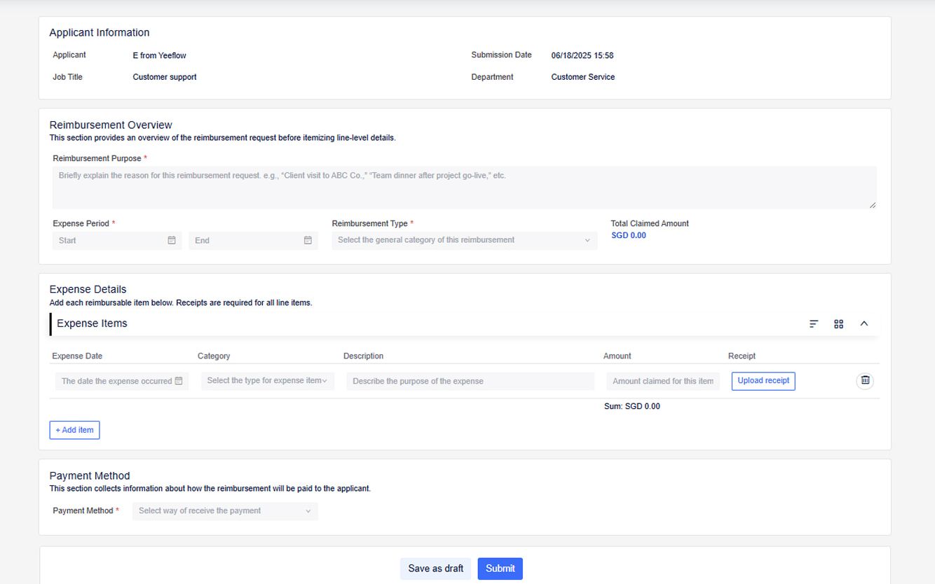 Expense Reimbursement Request preview screenshot 1