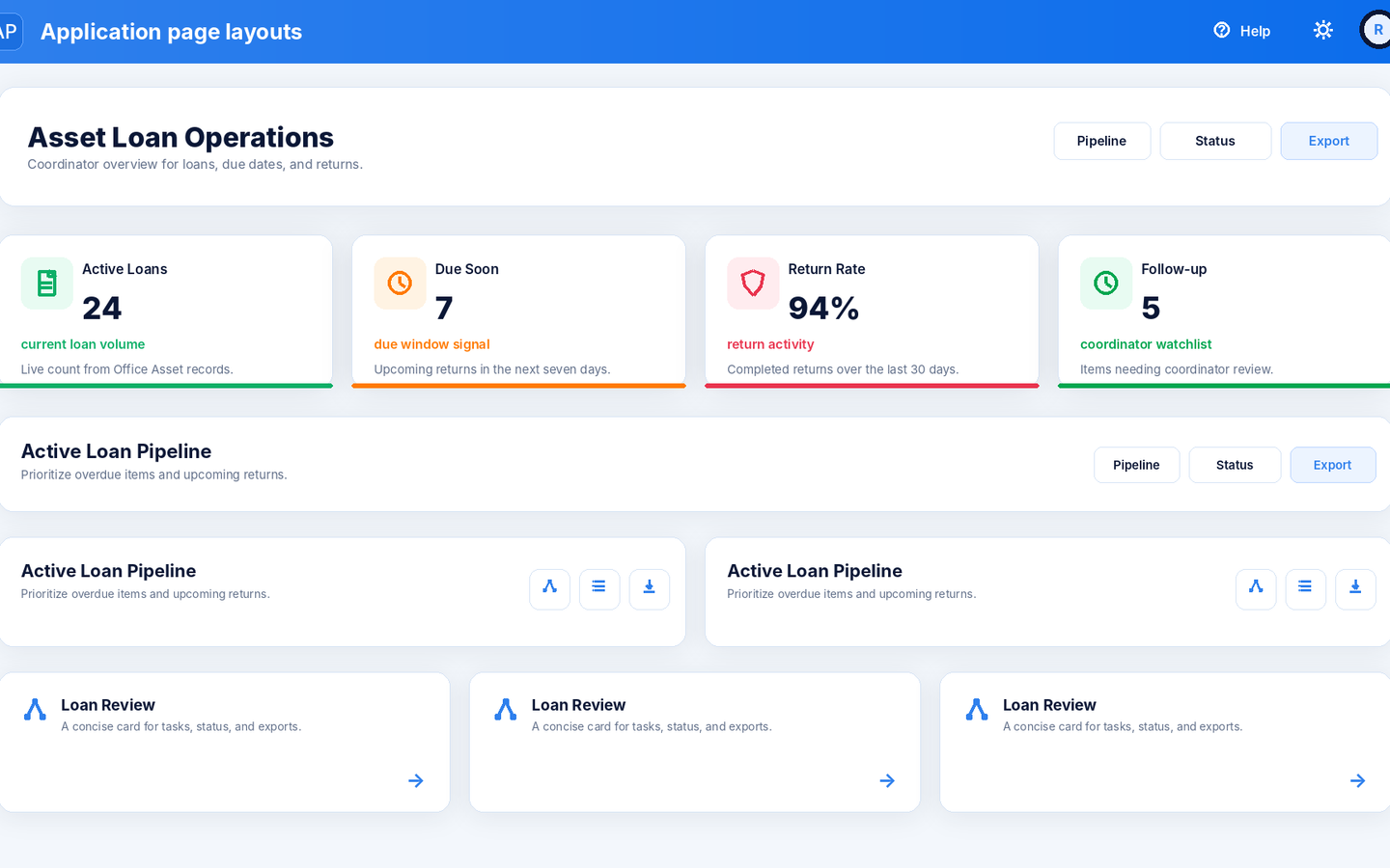 Large preview of the General Dashboard Page template layout