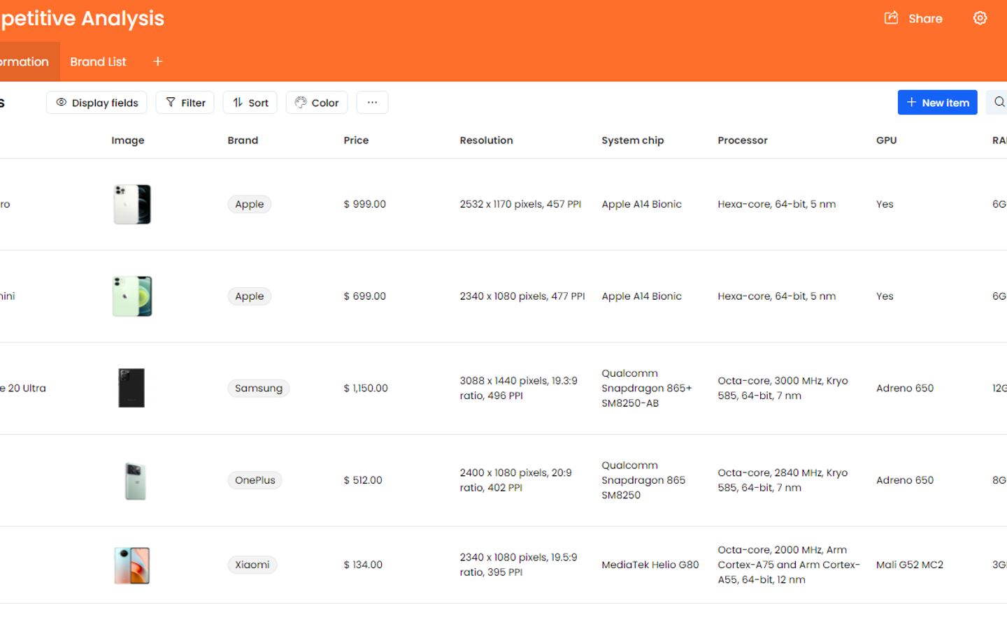 Competitive Products Analysis preview screenshot 1