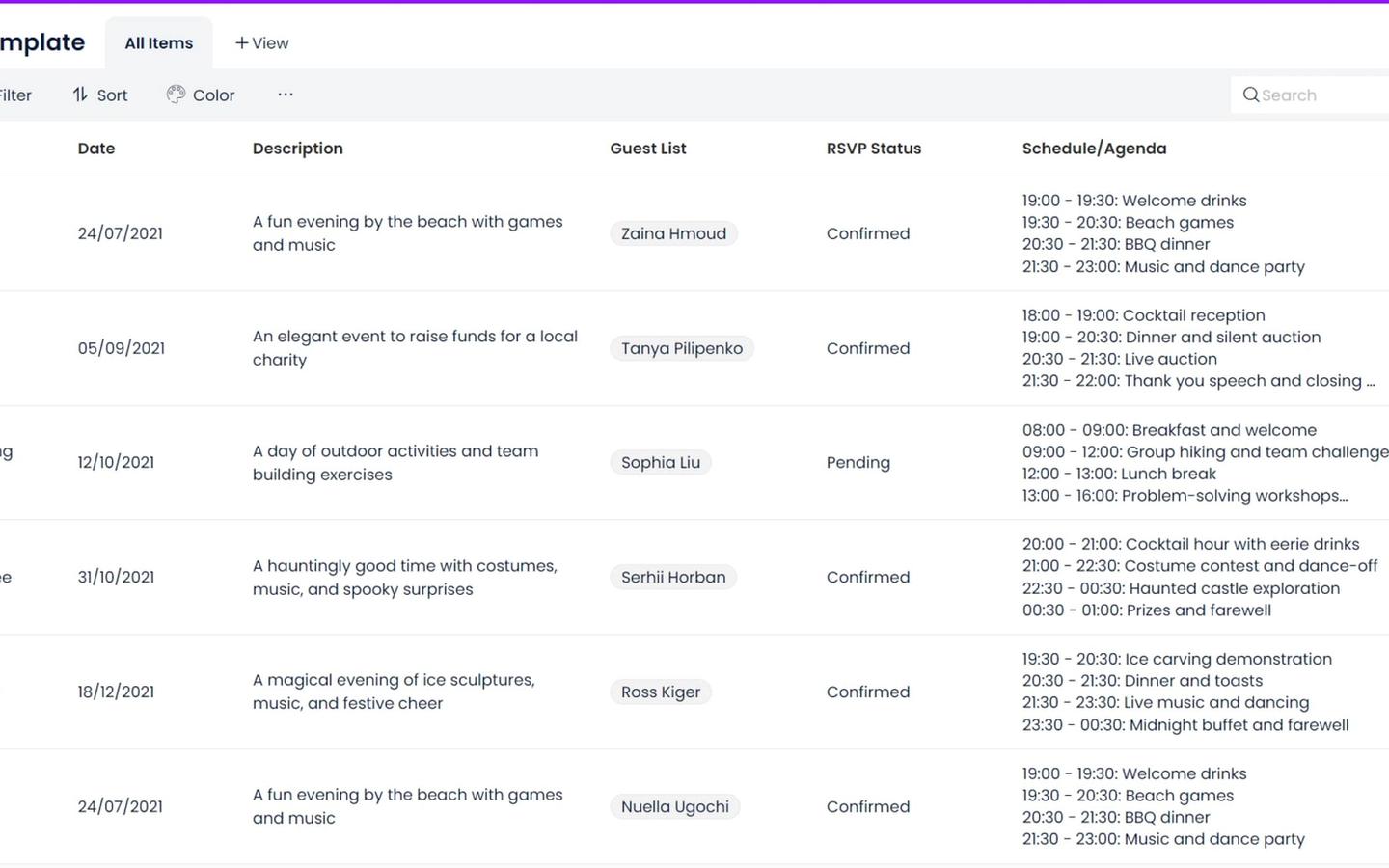 Event Planning preview screenshot 1