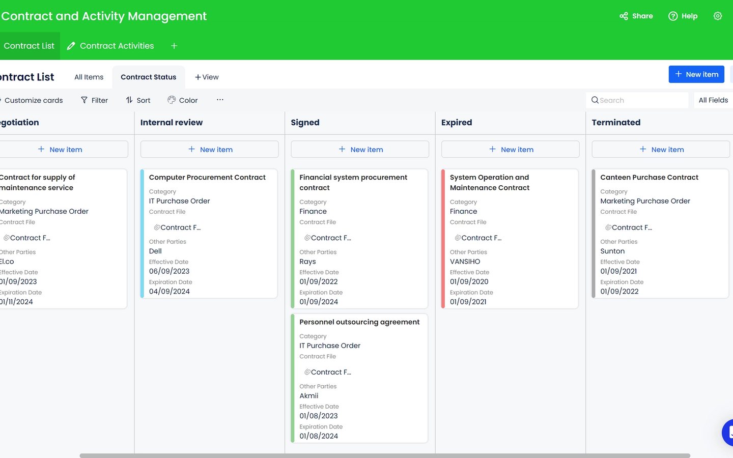 Contract and Activity Management preview screenshot 1