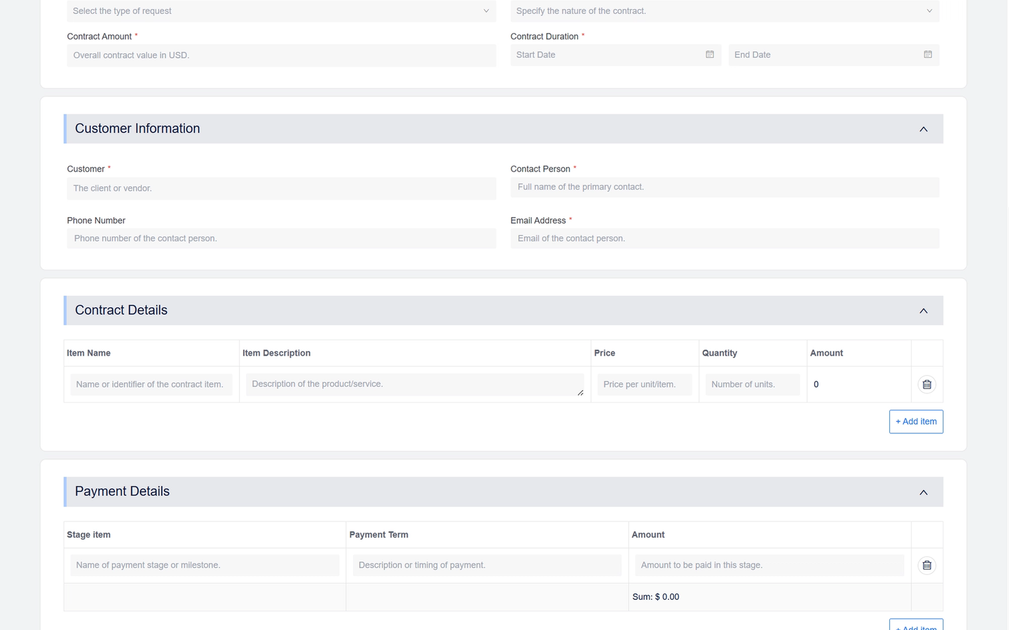Contract Approval Form preview screenshot 1