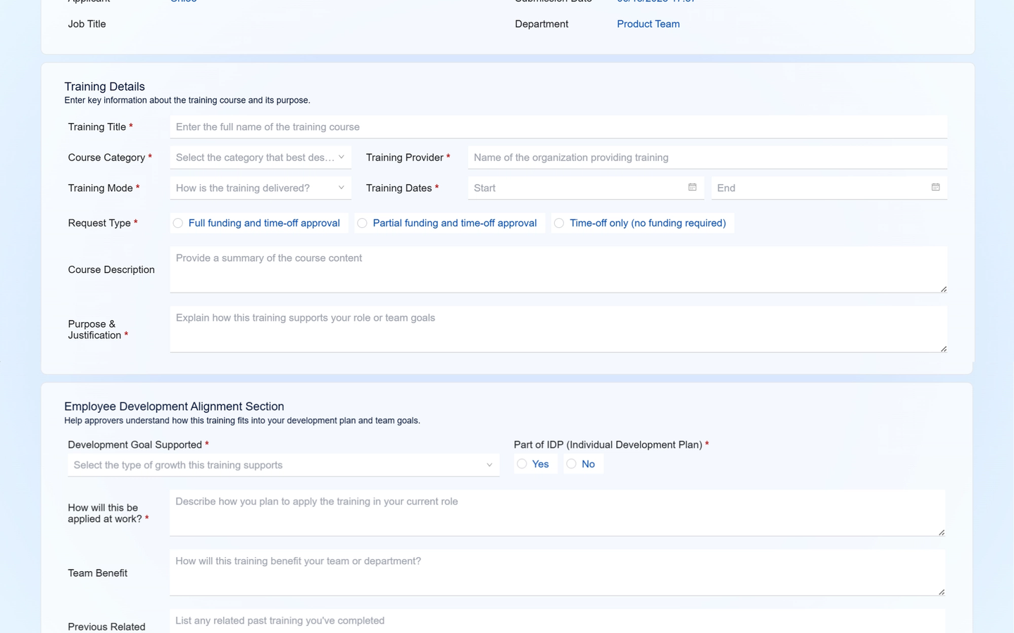 Training Request Approval preview screenshot 1