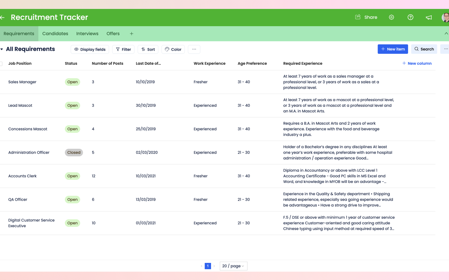 Recruitment Tracker preview screenshot 1