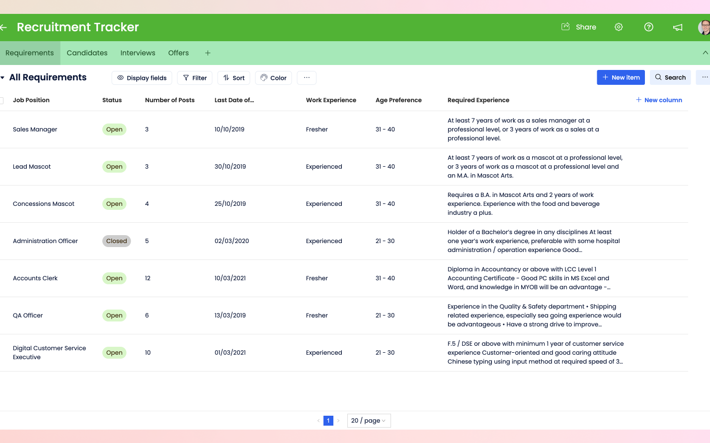 Recruitment Tracker preview screenshot 1