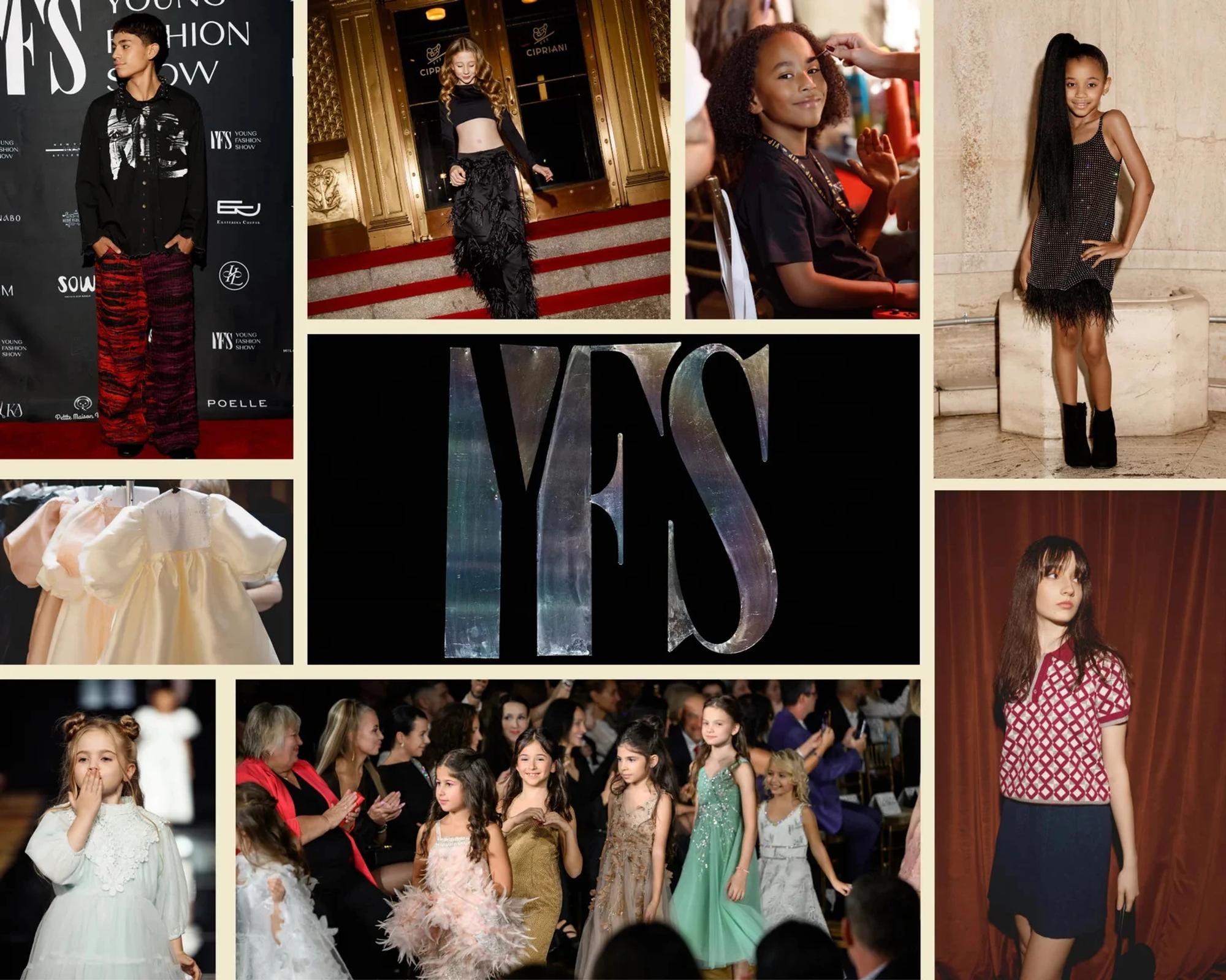 A collage of runway, backstage and founder moments from Young Fashion Show