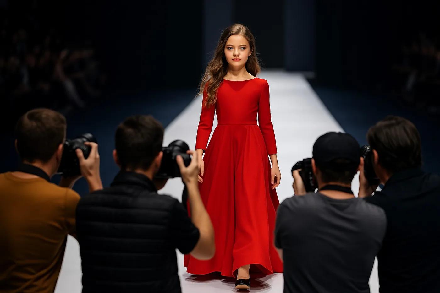 Photographers shooting a runway walk at a YFS show