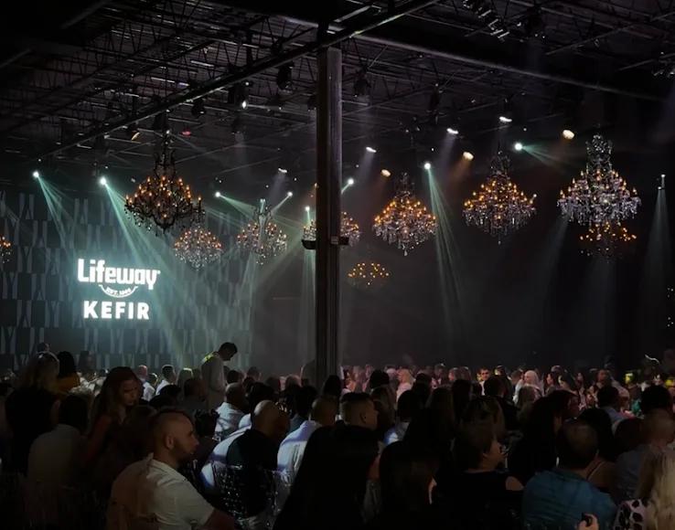 A partner brand on the main screen above a full YFS audience