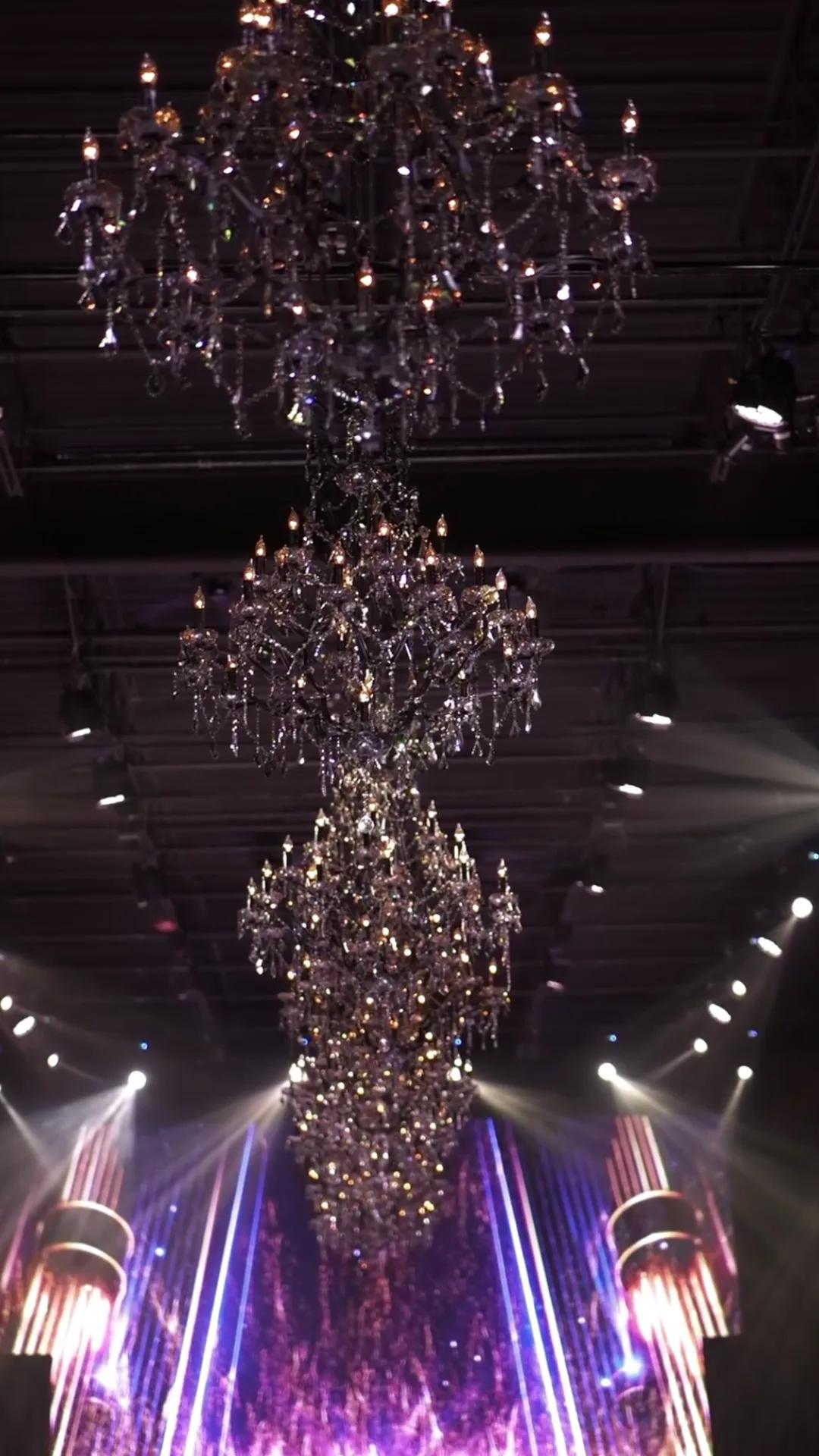 Chandeliers and stage lights over the YFS Chicago runway