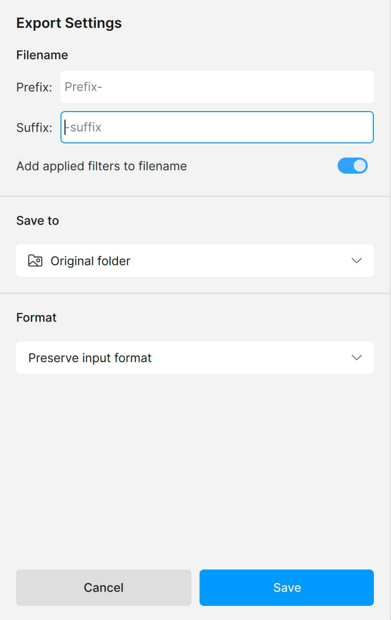 Export Settings