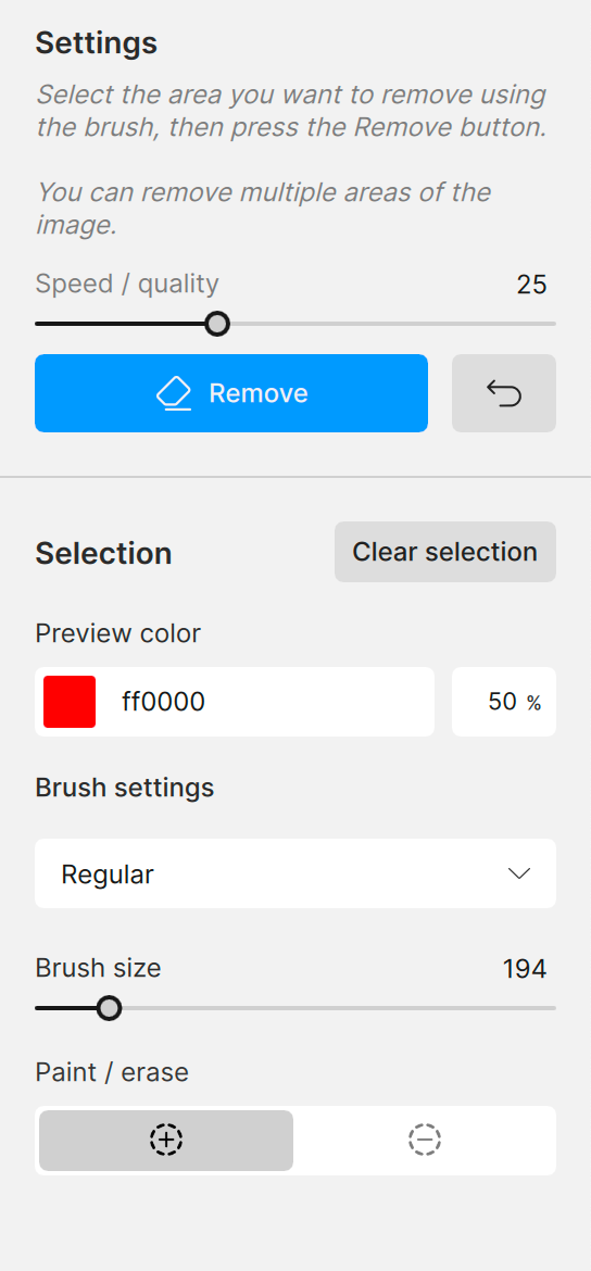 Remove Tool Controls