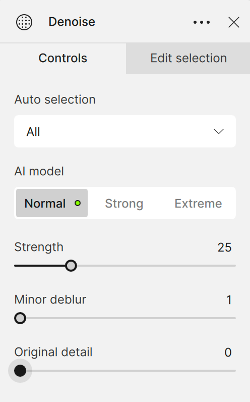 Remove Noise Controls