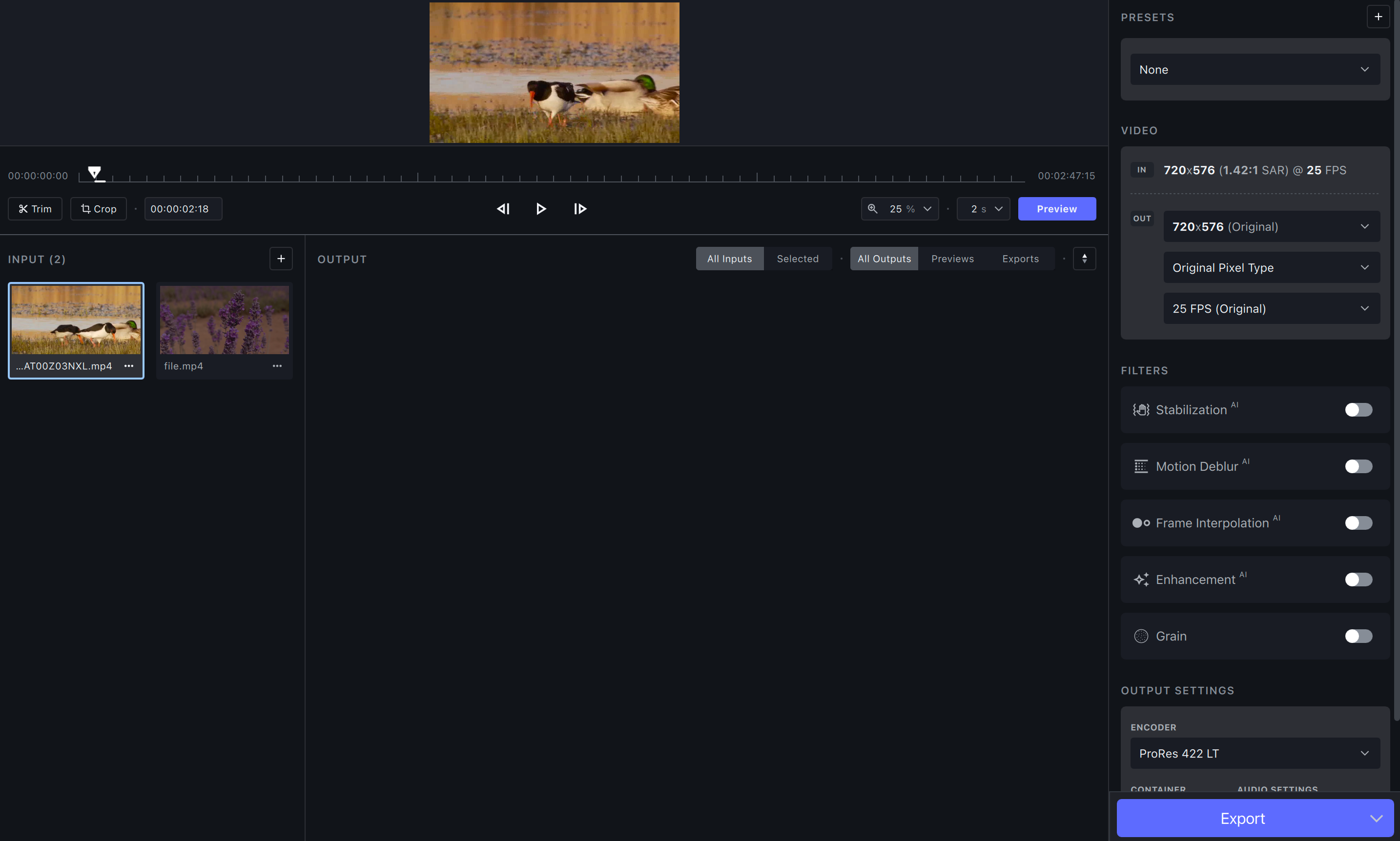 Topaz Video User Interface | Topaz Video AI